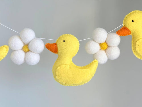 Handmade felt Duck & Flower Banner garland