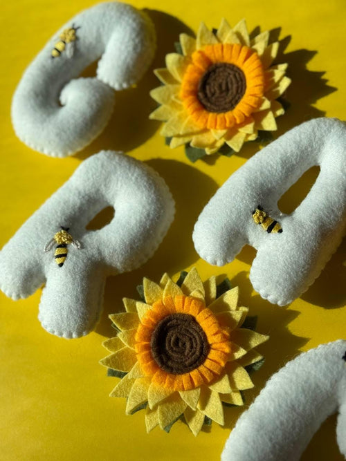 Handmade felt Name Banner — Sunflower garland