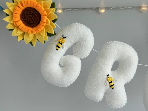 Handmade felt Name Banner — Sunflower garland