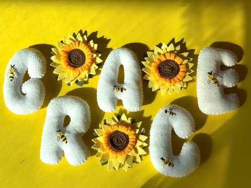 Handmade felt Name Banner — Sunflower garland
