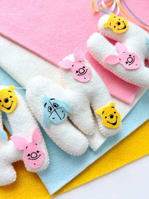 Handmade felt Name Banner — Pastel Bunting garland