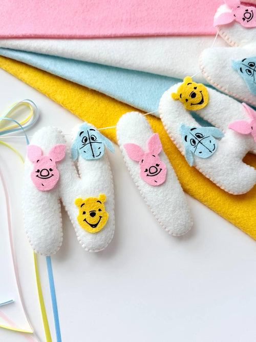 Handmade felt Name Banner — Pastel Bunting garland