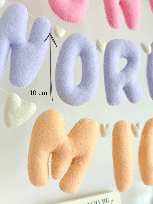 Handmade felt Name Banner — Wool Hearts garland