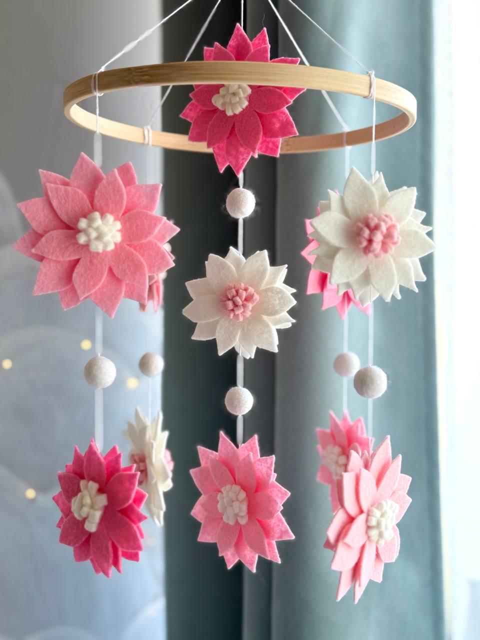 Pink Daisy Floral Baby Mobile