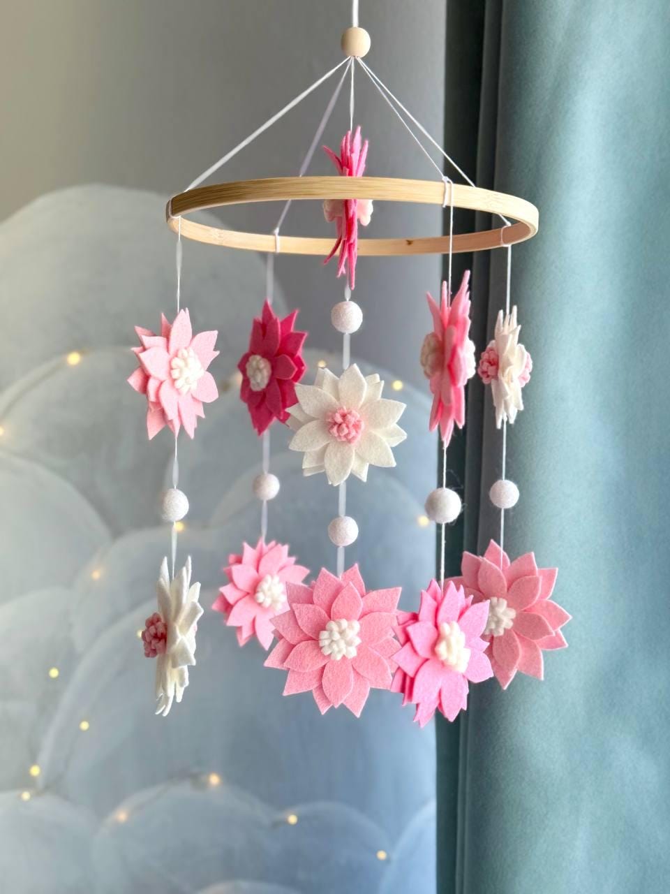 Pink Daisy Floral Baby Mobile