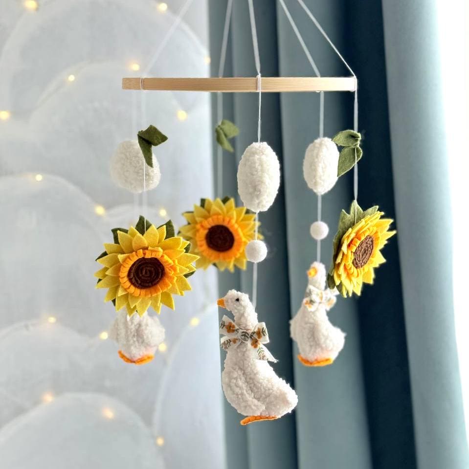 Fluffy Goose with Sunflowers Baby Mobile