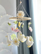 Baby Mobile with Geese, Butterflies & Flowers