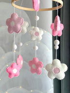 Pink Floral Daisy Baby Mobile