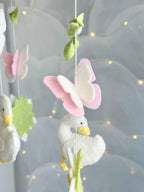 Baby Mobile with Geese, Butterflies & Flowers