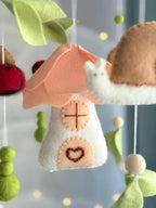Enchanted Forest with Felt Snail and Mushroom Baby Mobile