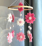 Pink Daisy Floral Baby Mobile