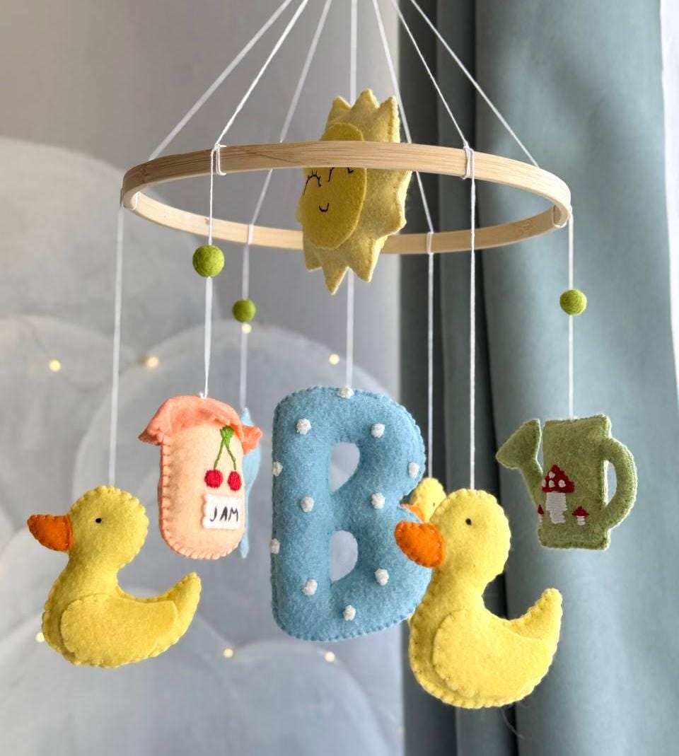 Personalizable Baby Mobile with Yellow Ducks