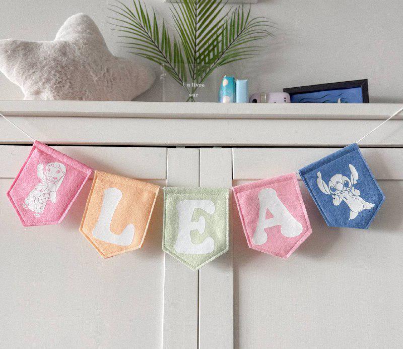 Handmade Name Garland with Hawaiian Space Friends