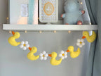 Yellow Ducks with Flowers Banner