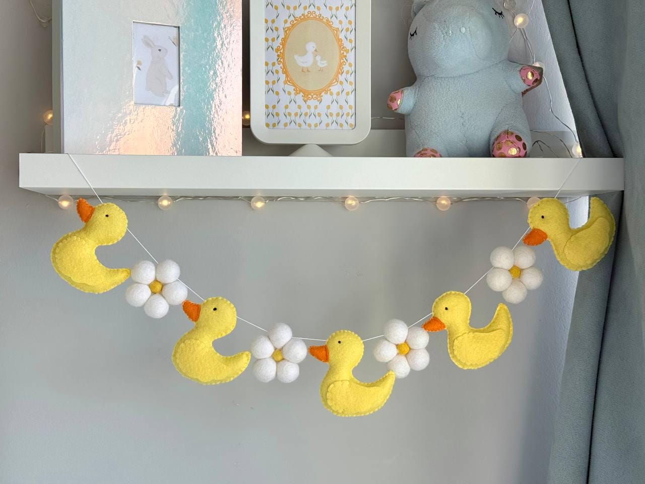 Yellow Ducks with Flowers Banner