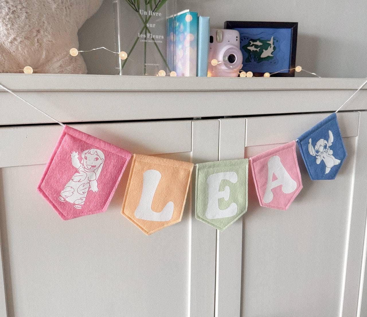 Handmade Name Garland with Hawaiian Space Friends