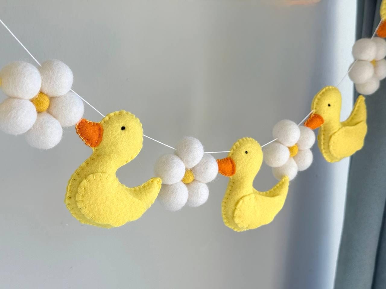Yellow Ducks with Flowers Banner