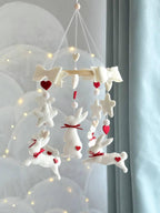 Bunny with Red Hearts Baby Mobile