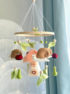 Enchanted Forest with Felt Snail and Mushroom Baby Mobile