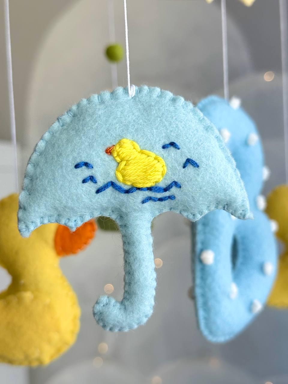 Personalizable Baby Mobile with Yellow Ducks