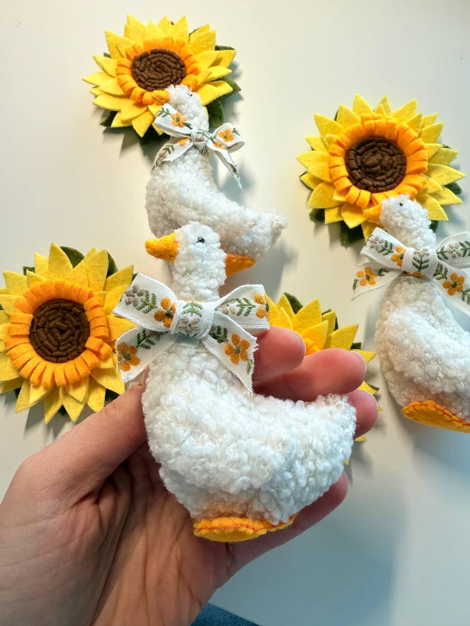 Fluffy Goose with Sunflowers Baby Mobile