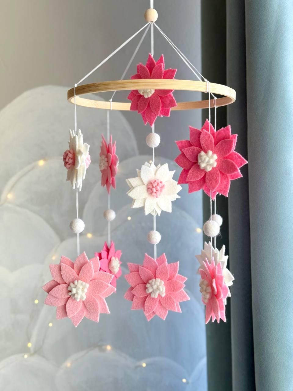 Pink Daisy Floral Baby Mobile