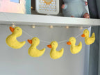 Yellow Ducks with Flowers Banner