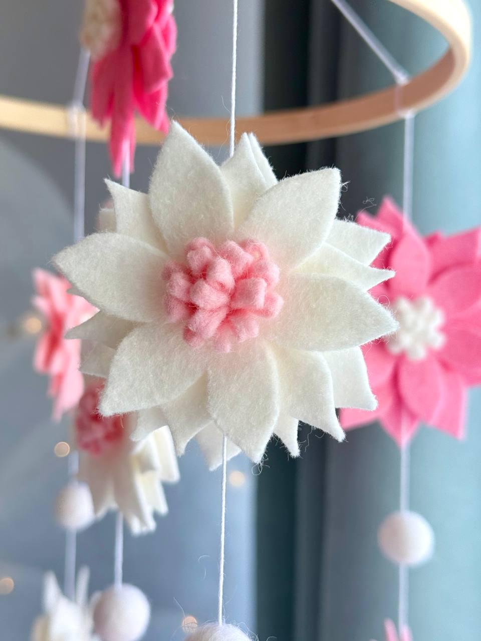 Pink Daisy Floral Baby Mobile