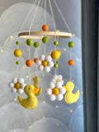 Yellow Ducks Baby Mobile with Clouds & Stars
