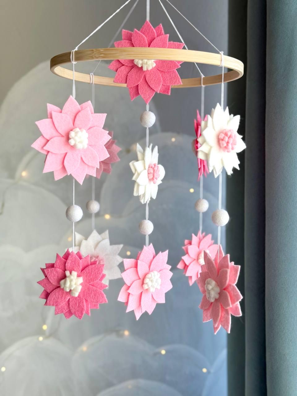Pink Daisy Floral Baby Mobile