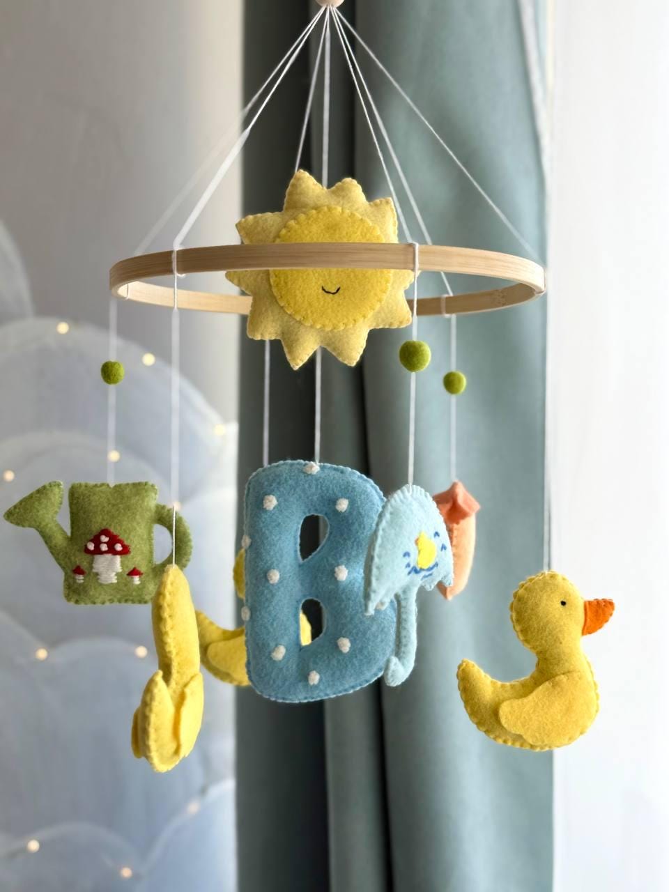 Personalizable Baby Mobile with Yellow Ducks