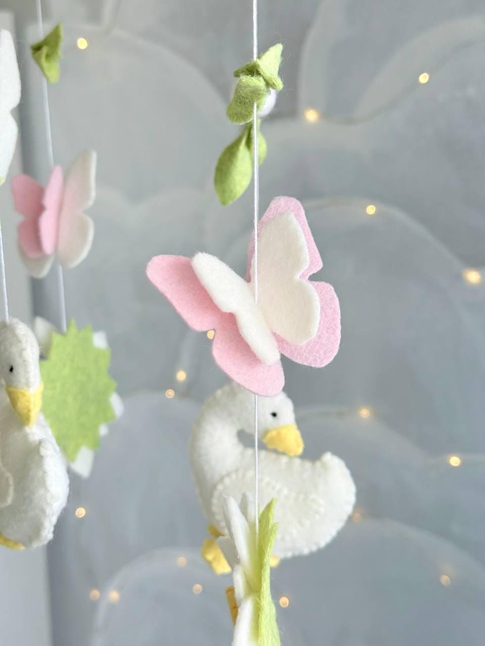 Geese with Flowers Baby Mobile  — Nursery Mobile with Flowers, Butterflies and Geese — Cute Baby Shower Gift