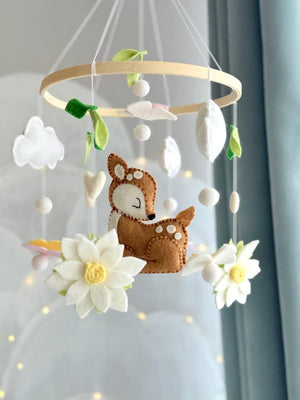 Woodland Baby Mobile – Deer Nursery Decor – Neutral Crib Mobile – Forest Baby Room Gift and Baby Shower Gift for Newborns
