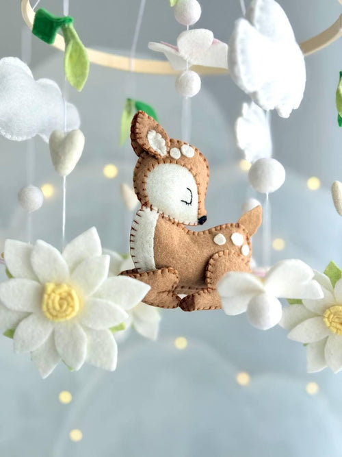 Woodland Baby Mobile – Deer Nursery Decor – Neutral Crib Mobile – Forest Baby Room Gift and Baby Shower Gift for Newborns