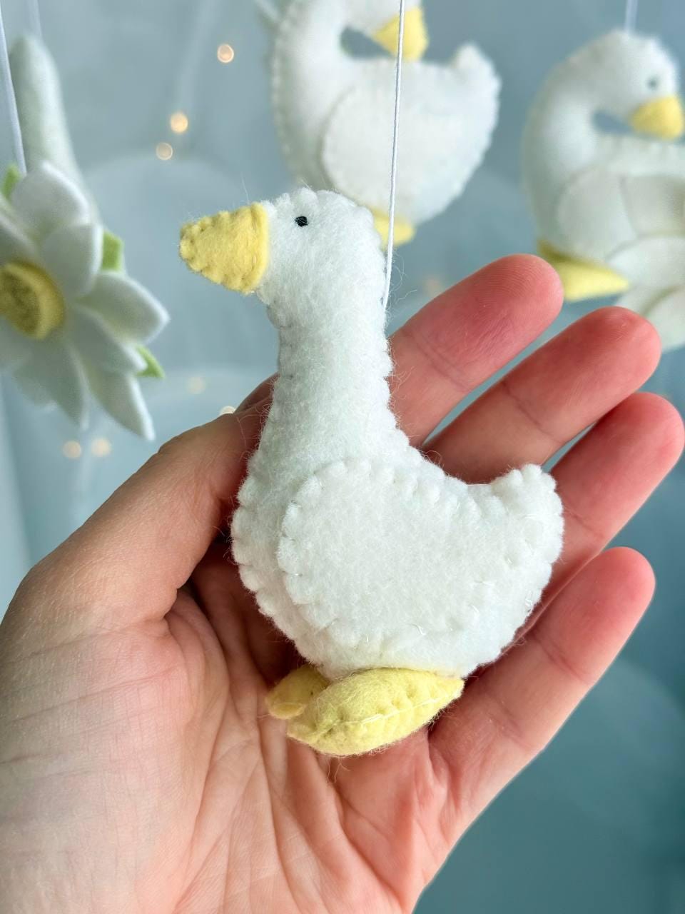 Geese with Flowers Baby Mobile  — Nursery Mobile with Flowers, Butterflies and Geese — Cute Baby Shower Gift