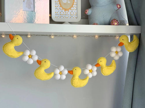 Handmade felt Duck & Flower Banner garland