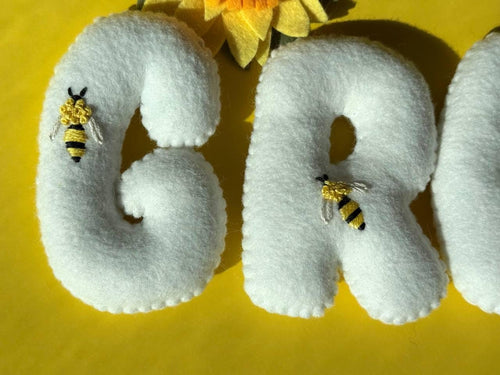 Handmade felt Name Banner — Sunflower garland