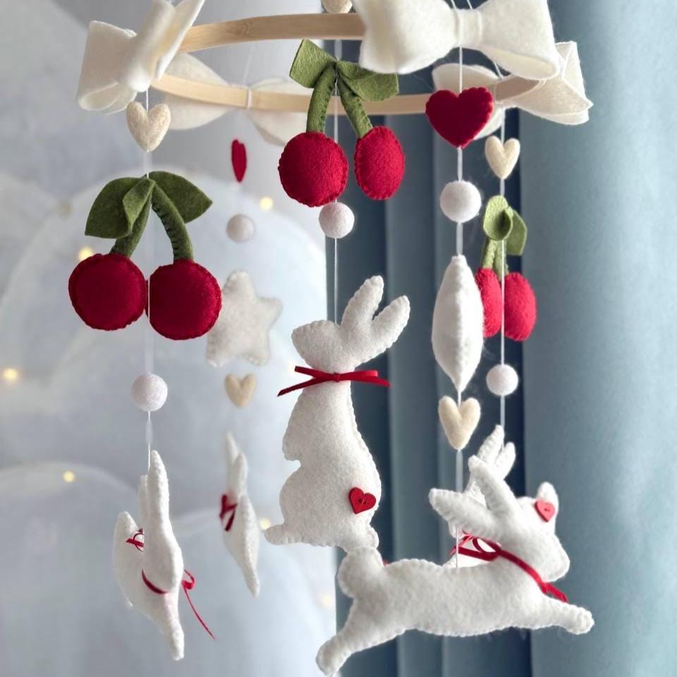 Cherry Bunny Baby Mobile