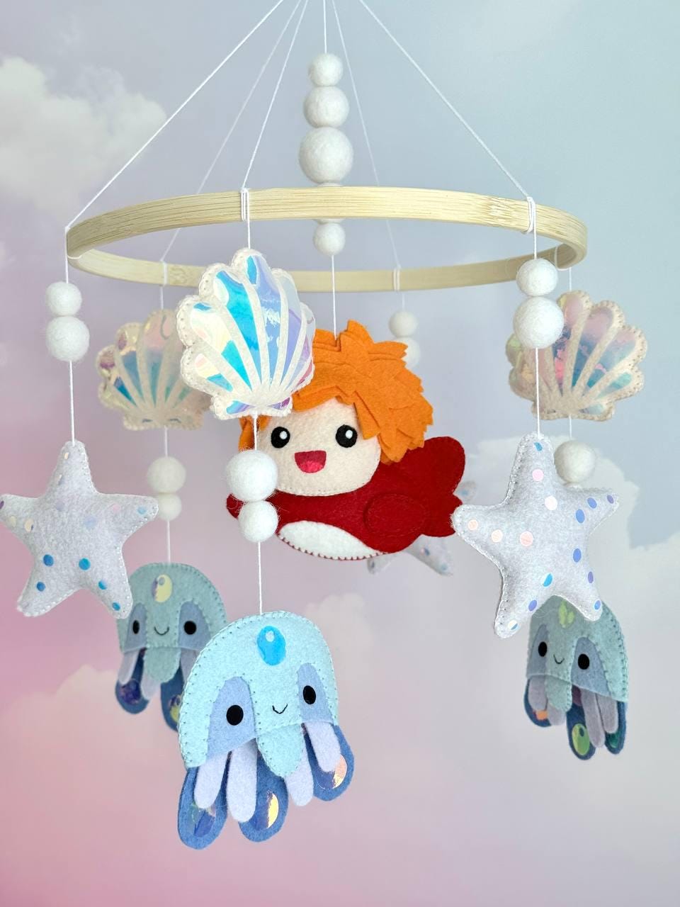 Anime Inspired Baby Mobile – Handmade Felt Baby Mobile, Crib Mobile, Nursery Decor, Newborn Baby Gift, Baby Shower Gift