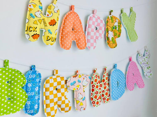 Handmade felt Happy Birthday Banner garland
