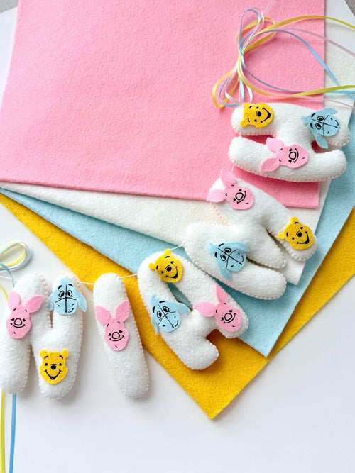 Handmade felt Name Banner — Pastel Bunting garland