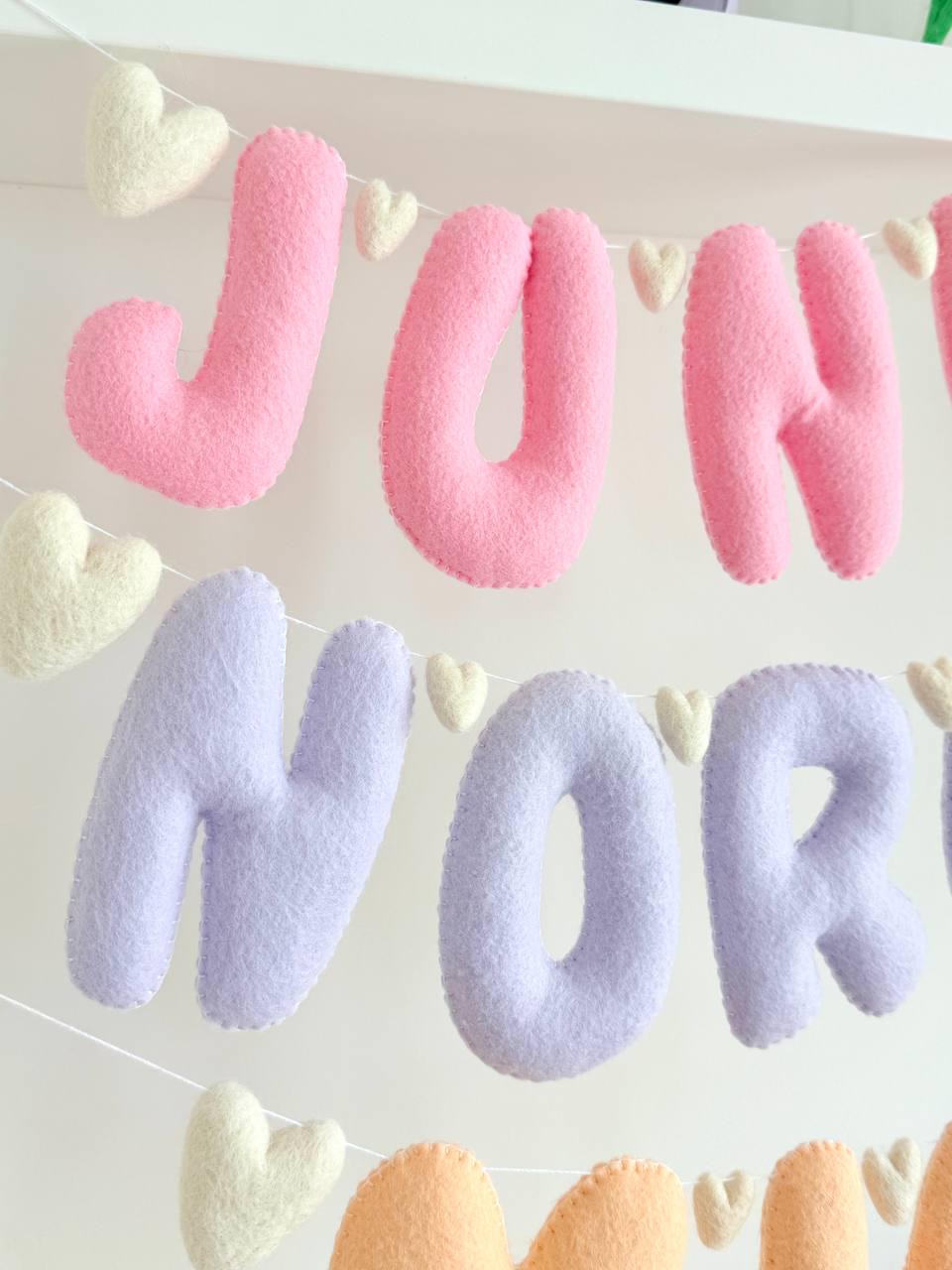 Name Banner — Wool Hearts
