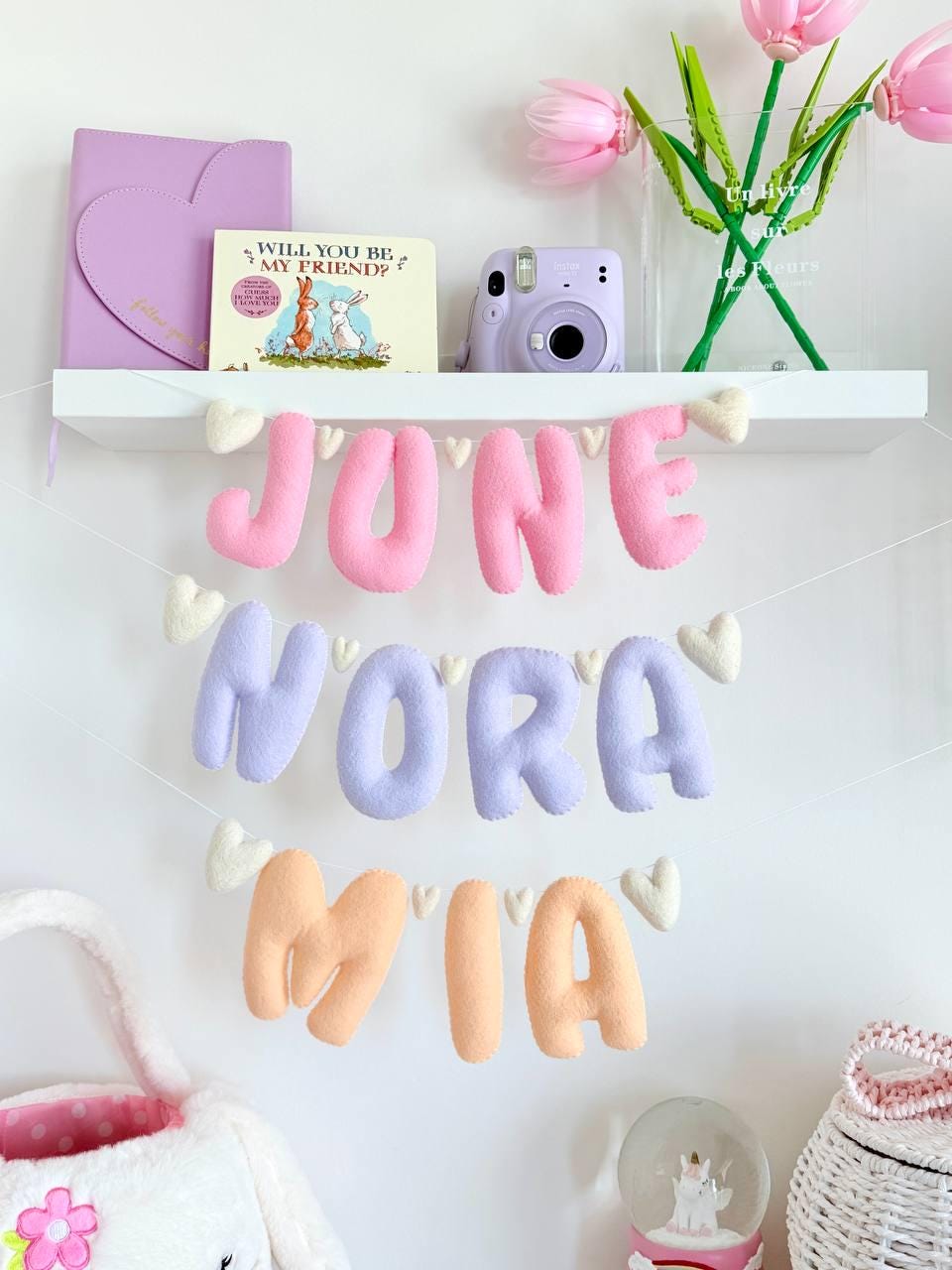 Name Banner — Wool Hearts