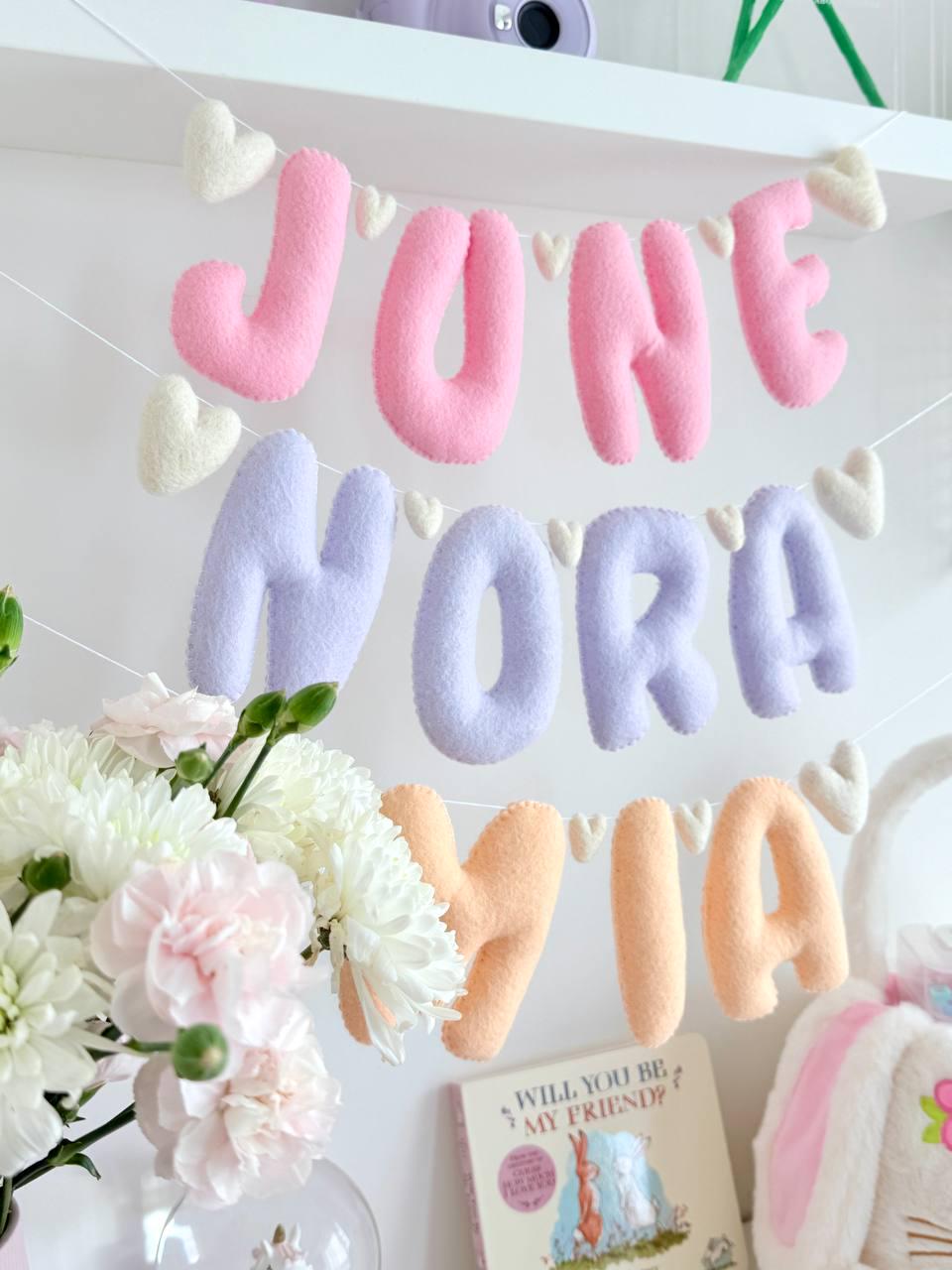 Name Banner — Wool Hearts